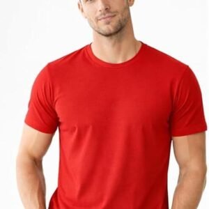 APSAIM Men Solid Round Neck SAP Matty Polyester Red T-Shirt | Bold Casual Essential