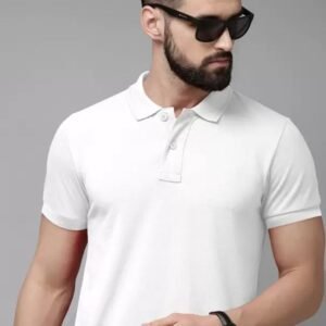 APSAIM Men Solid Polo Neck SAP Matty Polyester White T-Shirt | Clean Look & Premium Comfort