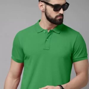 APSAIM Men Solid Polo Neck SAP Matty Polyester Green T-Shirt | Fresh Style & Premium Comfort