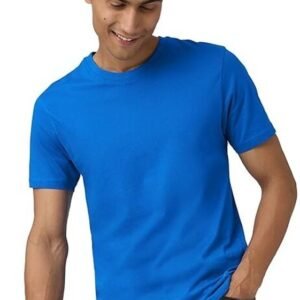 APSAIM Men Solid Round Neck SAP Matty Polyester Blue T-Shirt | Casual Comfort Wear