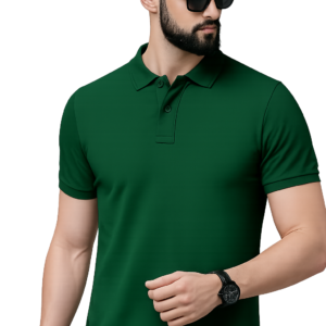 Sapmatty Solid Men Polo Neck Dark Green T-Shirt – Premium Polyester Fabric