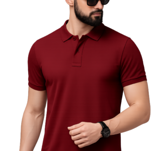 Sapmatty Solid Men Polo Neck Maroon T-Shirt – Premium Polyester Fabric