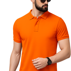 Apsaim Solid Men Polo Neck Orange T-Shirt – Premium Sapmatty Polyester Fabric