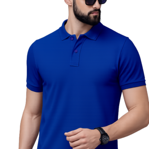 APSAIM Solid Royal Blue Polo Neck T-Shirt for Men | Polyester Fabric | Smart Casual Wear