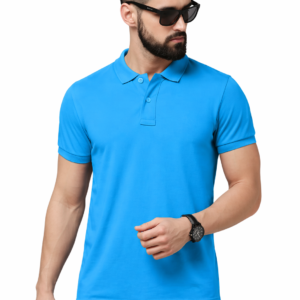 APSAIM Men’s Solid Polo Neck SAPMATTY Polyester Sky Blue T-Shirt | Premium Comfort, Breathable & Stylish Casual Wear