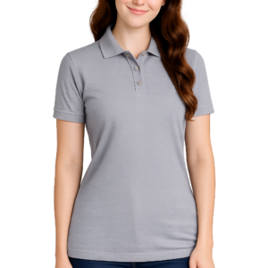 APSAIM Solid Women Polo Neck SAPMATTY Polyester Grey T-Shirt