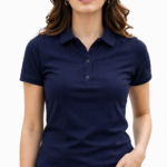 APSAIM Solid Navy Blue Polo Neck T-Shirt for Women | Soft Sapmatty Polyester Fabric | Regular Fit | Casual, Office & Everyday Wear