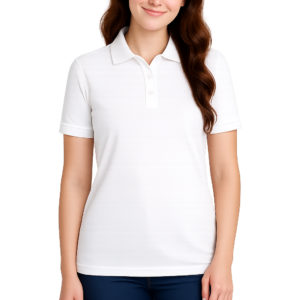 Apsaim Solid Women Polo Neck White T-Shirt – Premium Sapmatty Polyester Fabric