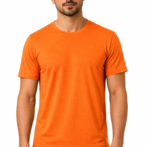 APSAIM Men’s Solid Round Neck SAPMATTY Polyester Orange T-Shirt | Lightweight, Breathable & Stylish Casual Wear