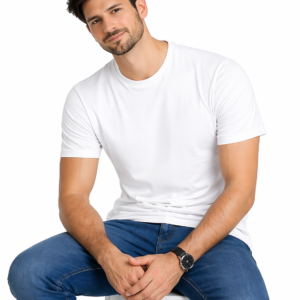 APSAIM Solid Men Round Neck SAPMATTY Polyester White T-Shirt