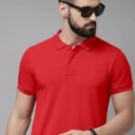 APSAIM Men Solid Polo Neck SAP Matty Polyester Red T-Shirt | Bold Style & Premium Comfort