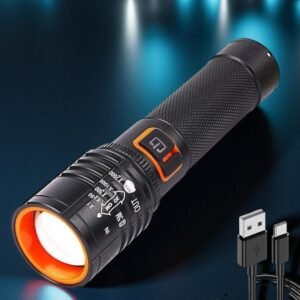 APSAIM New Original LED Rechargeable Hammer Torch – 4-in-1 Light Modes, 700 Meter Long Range, Heavy-Duty Aluminium Body