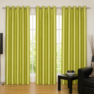 APSAIM 9 ft Long Door Polyester Blackout Curtains (Pack of 3, Green, Solid Design)