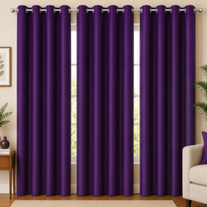 APSAIM 213.5 cm (7 ft) Door Polyester Blackout Curtains (Pack of 3, Purple, Eyelet Design)