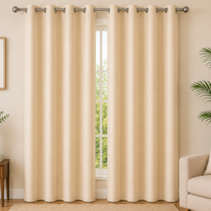 APSAIM 274.5 cm (9 ft) Long Door Polyester Semi Transparent Curtain (Pack of 2, Beige, Solid Design)
