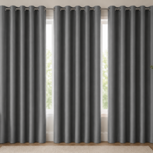 APSAIM 213.5 cm (7 ft) Long Door Polyester Blackout Curtains (Pack of 3, Grey, Solid Design)