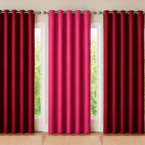 APSAIM 274.5 cm (9 ft) Long Door Polyester Blackout Curtains (Pack of 3, Maroon & Dark Pink, Solid Design)
