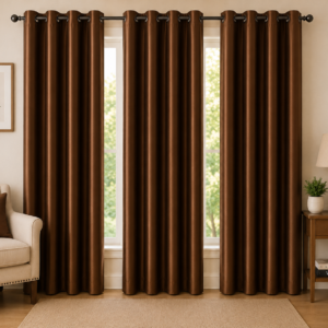 APSAIM 274.5 cm (9 ft) Long Door Polyester Blackout Curtains – Brown, Pack of 3