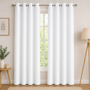 APSAIM 274.5 cm (9 ft) Door Polyester Room Darkening Curtains for Living Room & Bedroom – White Solid Design (Pack of 2)