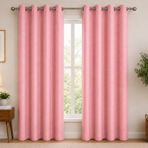 APSAIM 213.5 cm (7 ft) Door Polyester Semi Transparent Curtain Pack of 2 – Premium Pink Eyelet Curtains for Living Room, Bedroom & Home Décor