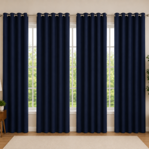 APSAIM 213.5 cm (7 ft) Long Door Polyester Blackout Curtain for Living Room & Bedroom – Navy Blue (Pack of 4)