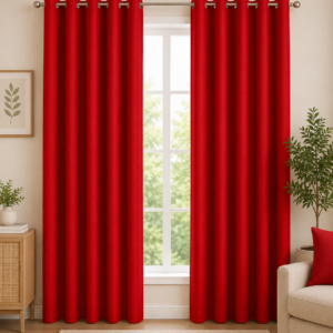 APSAIM 274.5 cm (9 ft) Long Door Polyester Room Darkening Curtain – Red, Pack of 2