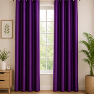 APSAIM 274.5 cm (9 ft) Long Door Polyester Room Darkening Curtain – Purple (Pack of 2)