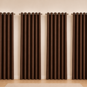 APSAIM 213.5 cm (7 ft) Long Door Polyester Blackout Curtains – Pack of 4, Premium Brown Eyelet Curtains for Living Room, Bedroom & Large Windows