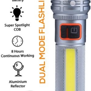 APSAIM JMTorch TDN018 Dual Mode LED Rechargeable Torch – 5 Light Modes, COB Side Light, Heavy Aluminium Build