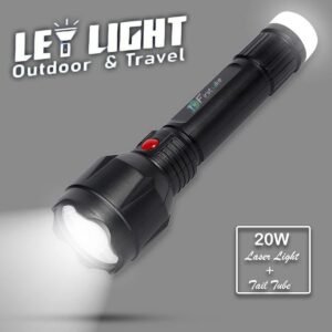 APSAIM Long Range Rechargeable LED Torch with Backlight – Lithium Battery Flashlight with Micro USB Charging