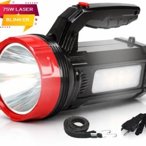 APSAIM 75W High Laser Long Range Rechargeable Torch – Powerful Search Light with Side Tube Light & Blinker Mode