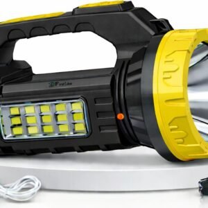 APSAIM 50W Two-in-One Hi-Beam LED Rechargeable Torch – Long Range Search Light with Side Emergency SMD Light (Yellow Edition)