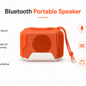 APSAIM Rugged Mini Wireless Bluetooth Speaker | Portable Stereo Sound, Rechargeable Battery & Outdoor Travel Speaker (Orange)