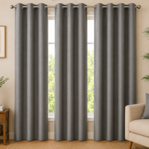 APSAIM Premium Polyester Room Darkening Curtains – Elegant Grey Curtains (Pack of 3)