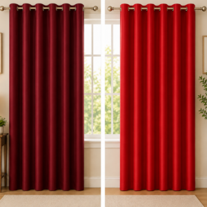 APSAIM Premium Polyester Room Darkening Eyelet Curtains – Elegant Maroon & Bright Red Solid Color Window Drapes for Living Room, Bedroom, Office & Modern Home Décor (Pack of 2)