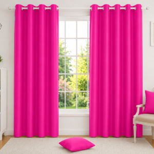 APSAIM Premium Polyester Room Darkening Eyelet Curtains – Vibrant Hot Pink Solid Window Curtains for Living Room, Bedroom, Kids Room & Modern Home Décor (Pack of 2)