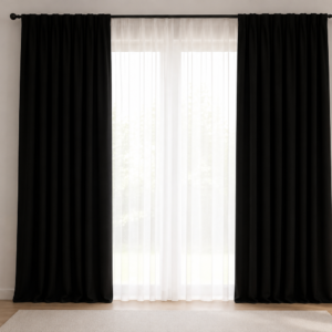 APSAIM Premium Black & White Polyester Room Darkening Window Curtains for Living Room, Bedroom & Home Décor – Elegant Solid Color Eyelet Curtains (Pack of 3)