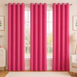 APSAIM Premium Solid Pink Polyester Room Darkening Curtains for Living Room, Bedroom & Home Décor – Elegant Eyelet Window Drapes, Light Blocking, Privacy Enhancing & Energy Efficient Curtains (Pack of 3)