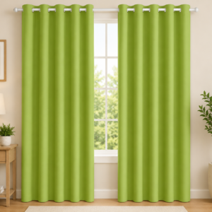 APSAIM Premium Solid Parrot Green Polyester Room Darkening Curtains for Living Room, Bedroom & Home Décor – Elegant Eyelet Window Drapes, Light Filtering, Privacy Enhancing & Thermal Insulated Curtains (Pack of 2)