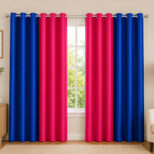 APSAIM Premium Royal Blue & Hot Pink Polyester Room Darkening Curtains for Living Room, Bedroom & Home Décor – Elegant Eyelet Window Drapes, Light Filtering, Privacy Enhancing & Thermal Insulated Curtains (Pack of 4)