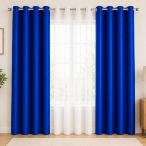 APSAIM Premium Royal Blue & White Polyester Room Darkening Curtains for Living Room, Bedroom & Home Décor – Elegant Eyelet Window Drapes, Light Filtering, Privacy Enhancing & Thermal Insulated Curtains (Pack of 3)