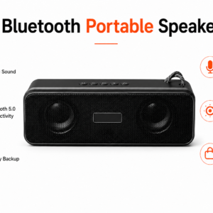 APSAIM Portable Bluetooth Speaker with Dual Stereo Drivers, Deep Bass Audio, Built-in Microphone & Bluetooth 5.0 Connectivity