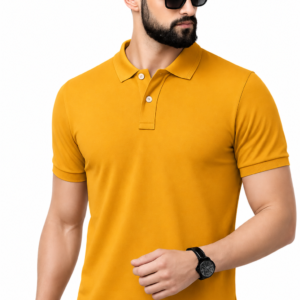 APSAIM Solid Mustard Polo Neck T-Shirt for Men | Soft Sapmatty Polyester Fabric | Regular Fit | Casual, Office & Everyday Wear