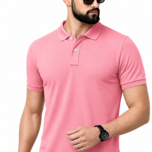 APSAIM Solid Pink Polo Neck T-Shirt for Men | Soft Sapmatty Polyester Fabric | Regular Fit | Casual, Office & Everyday Wear