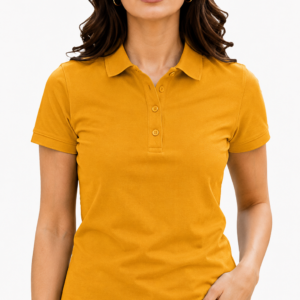 APSAIM Solid Mustard Polo Neck T-Shirt for Women | Soft Sapmatty Polyester Fabric | Regular Fit | Casual, Office & Everyday Wear