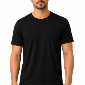 APSAIM Solid Black Round Neck T-Shirt for Men | Soft Sapmatty Polyester Fabric | Regular Fit | Casual, Gym & Everyday Wear