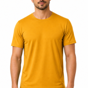 APSAIM Solid Mustard Round Neck T-Shirt for Men | Soft Sapmatty Polyester Fabric | Regular Fit | Casual, Gym & Everyday Wear