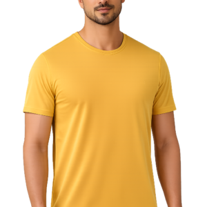 APSAIM Men's Solid Yellow Round Neck Half Sleeve T-Shirt | Soft & Breathable Casual Wear | Regular Fit