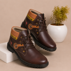 APSAIM Men's High-Top Casual Boots | Lace-Up Outdoor Ankle Boots for Biking, Trekking, Travel & Daily Wear | Dark Brown