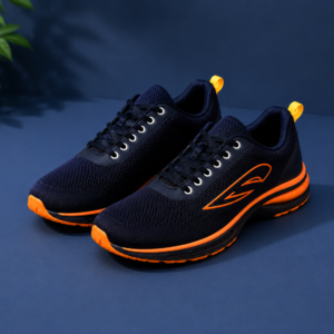APSAIM Men's Air Cushion Running Shoes | Breathable Sports Sneakers for Walking, Gym, Training & Daily Wear | Navy Blue & Orange